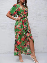 Printed Surplice Short Sleeve Maxi Dress Woman Maxi Dress