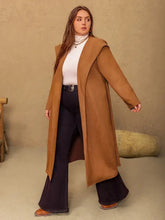 Plus Size Tied Long Sleeve Hooded Coat with Pockets Woman Outerwear