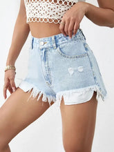 Distressed Raw Hem Denim Shorts Denim Shorts