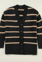Striped Button Down Long Sleeve Cardigan Woman Outerwear