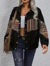Embroidered Collared Neck Snap Down Jacket Woman Outerwear