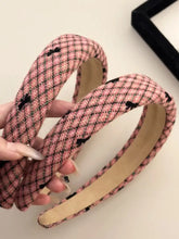 Plaid Bow Wide Headband Pink One Size Hair Jewelry
