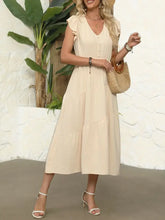 V-Neck Ruffle Sleeve Dress Casual Dresses