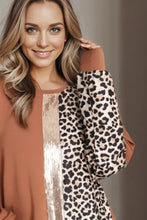 Leopard Round Neck Long Sleeve T-Shirt Woman T Shirts