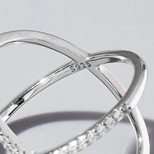 X Shape Inlaid Zircon 925 Sterling Silver Ring Rings