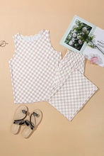 Ribbed Texture Checkered Print Tank and Pants Set Woman Loungewear Sets