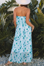 Floral Print Ruffled Side Slit Tube Top Maxi Dress Woman Maxi Dress