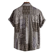 Men's Plus Size Ethnic Print Short Sleeve Button-Up Shirt Mens Tops