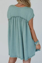 Frill Round Neck Cap Sleeve Mini Dress Casual Dresses