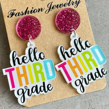 HELLO SECOND GRADE Acrylic Dangle Earrings Style C One Size Earrings