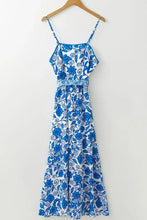 Floral Printed Spaghetti Strap Maxi Dress with Waist Tie Woman Maxi Dress