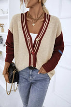 Contrast Button Up Dropped Shoulder Cardigan Woman Outerwear