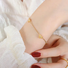 Titanium Steel Zircon Heart Bracelet Gold One Size Bracelets