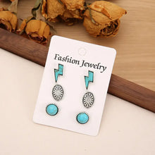3 Piece Artificial Turquoise Stud Earrings Earrings