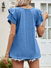 Layered Flutter Sleeve V-Neck Top Woman T Shirts