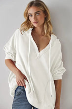 Exposed Seam Drawstring Long Sleeve Hoodie Woman Sweatshirts