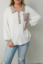 Contrast Collared Neck Top Woman Blouses