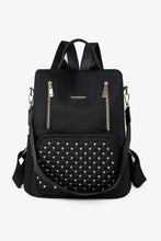 Zipper Pocket Beaded Backpack Black One Size Handbags