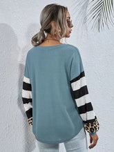 Leopard Striped Waffle-Knit Top Woman Blouses