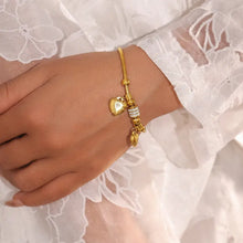 18K Gold-Plated Rhinestone Heart Charm Bracelet Bracelets