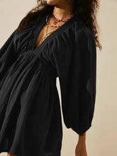 Textured V-Neck Mini Dress Woman Casual Dress