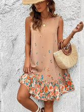 Ruffled Hem Floral Sleeveless Mini Tank Dress Casual Dresses