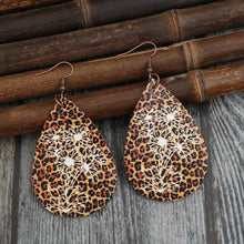 Leopard PU Leather Teardrop Shape Earrings Earrings