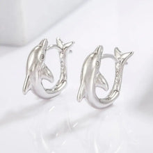 925 Sterling Silver Zircon Dolphin Earrings Earrings