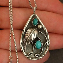 Alloy Artificial Turquoise Teardrop Pendant Necklace Fashion Jewelry