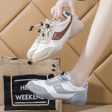Elastic Lock Laces Flat Breathable Athletic Gray Woman Athletic Shoes