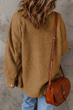 Fuzzy Button Up Pocketed Jacket Woman Outerwear