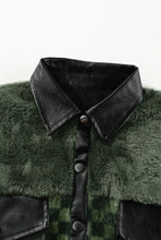 Pocketed Checkered Collared Neck Snap Down Jacket Woman Outerwear