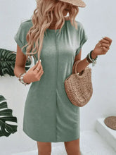 Exposed Seam Short Sleeve Mini Tee Dress Casual Dresses