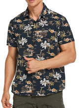 Men's Tropical Print Short Sleeve Hawaiian Shirt Black Mens Tops