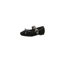 Square Toe Flats Slip-Ons Black Woman Loafers