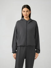Millennia Zip Up Dropped Shouder Active Hooded Dark Gray Woman Activewear