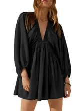 Textured V-Neck Mini Dress Woman Casual Dress