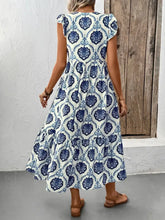 Printed V-Neck Cap Sleeve Dress Casual Dresses