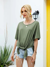 Ivy Lane Slit Boat Neck Half Sleeve T-Shirt Woman T Shirts