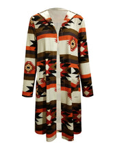 Geometric Hooded Cardigan with Pockets Woman Outerwear