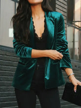 Button Up Lapel Collar Blazer Woman Outerwear