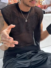 Men's Full Size Openwork Round Neck Tank Plus Size Mens Tops