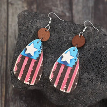 Star & Stripes Wooden Dangle Earrings Earrings