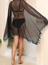 Tassel Openwork Open Front Cover-Up Swimwear Cover-Ups