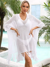 Angel Wings Fringe Trim Dolman Sleeve Openwork Cover-Up Swimwear Cover-Ups