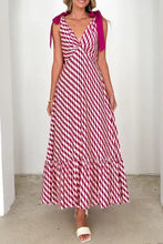 Printed V-Neck Tie Shoulder Midi Cami Dress Deep Purple Casual Dresses