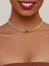 18K Gold-Plated Two-Tone Zircon Choker Necklace Fashion Jewelry