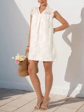 Lace Notched Cap Sleeve Mini Dress Casual Dresses