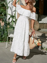 Ruched Off Shoulder Short Sleeve Midi Dress Casual Dresses