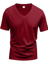 Men's Full Size V-Neck Short Sleeve T-Shirt Plus Size Mens Tops